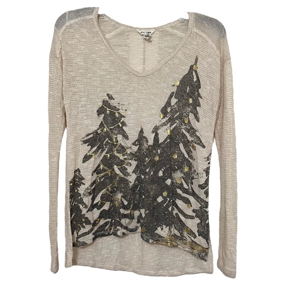 Bethany Mota Tops - Bethany Mota Holiday Tree Knit Top Cream Long sleeves Size XS